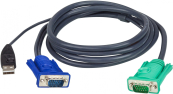 ATEN 2L-5203U Кабель KVM  USB(тип А Male)+HDB15(Male) <->  SPHD15(Male) 3,0м., черный. 