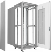 Cabeus SH-05C-42U80/100 Шкаф напольный 19", 42U 800x1000x2055mm (ШхГхВ) передняя стеклянная и задняя сплошная металлическая двери, ручка с замком, цвет серый (RAL 7035)