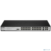 D-Link DES-3028_RFB/A2 Восстановленный в производственных условиях управляемый L2 коммутатор с 24 портами 10/100Base-TX, 2 портами 1000BASE-T и 2 комбо-портами 1000BASE-T/SFP.