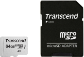 Micro SecureDigital 64Gb Transcend Class 10 TS64GUSD300S-A {MicroSDXC Class 10 UHS-I, SD adapter} 