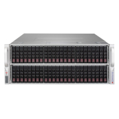 SuperMicro CSE-417BE1C-R1K23JBOD Extremely high-density 4U storage server chassis (saves 2U space), Maximum drives per enclosure: 72x (48 front + 24 rear) 2.5" hot-swap HDD bays for server chassi