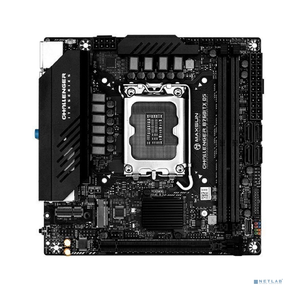 MAXSUN MS-Challenger B760ITX D5 (Socket 1700, mini-ITX, 2*DDR5, 2*HDMI/2*DP, 4*SATA3,  2*M.2, 1xPCI-E x16,  4*USB 2.0,  2 x USB 3.2 Gen1, LAN 1*1G/1*2.5G,  RTL)