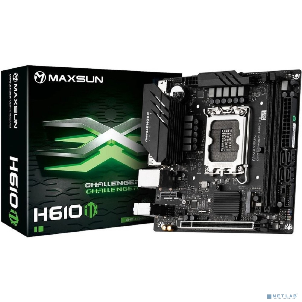 MAXSUN MS-Challenger H610ITX 2LAN V3 (Socket 1700, mini-ITX, 2*DDR4, 2*HDMI/DP, 4*SATA3, 2*M.2, 1xPCI-E x16, 3*USB 2.0, 2*USB 3.2 Gen1, LAN 2*2.5G, RTL) MAXSUN MS-Challenger H610ITX 2LAN V3 (Socket 1700, mini-ITX, 2*DDR4, 2*HDMI/DP, 4*SATA3, 2*M.2, 1xPCI-E x16, 3*USB 2.0, 2*USB 3.2 Gen1, LAN 2*2.5G, RTL)
