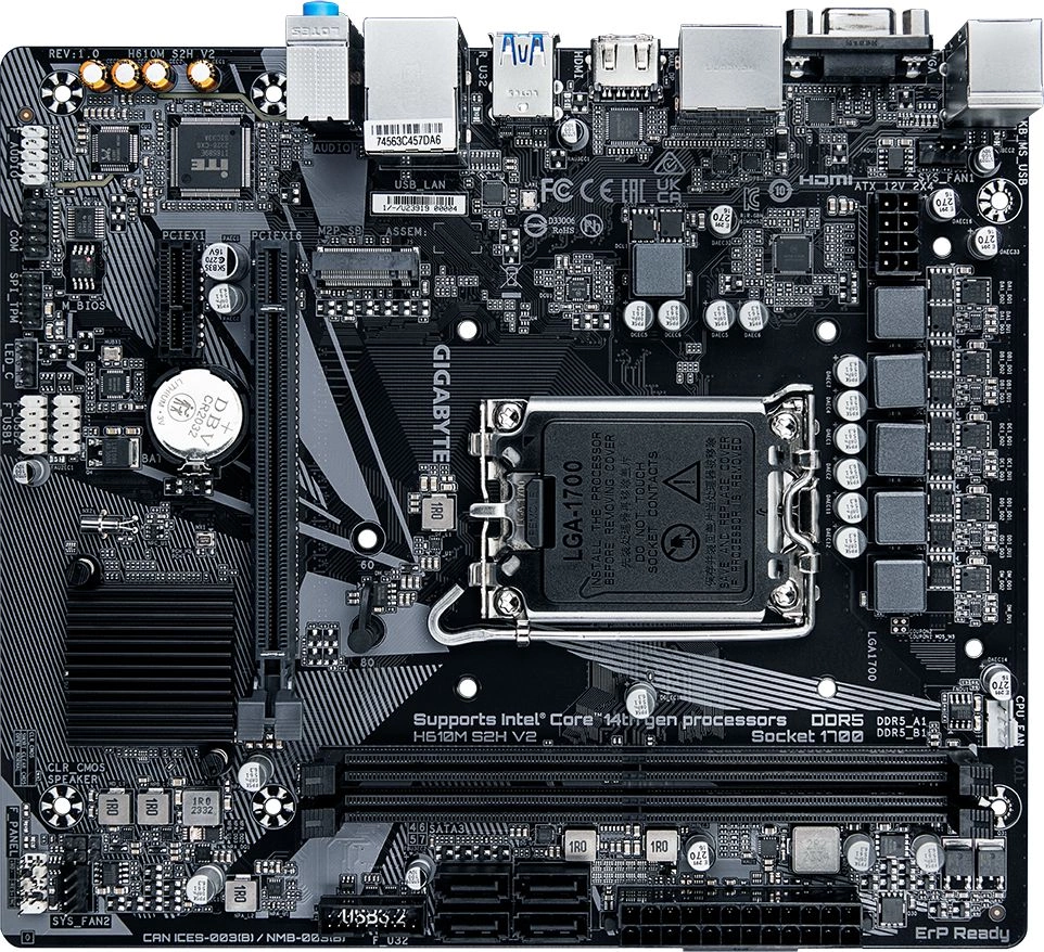 Gigabyte H610M S2H V2 Soc-1700 Intel H610 2xDDR5 mATX AC`97 8ch(7.1) GbLAN+VGA+HDMI+DP