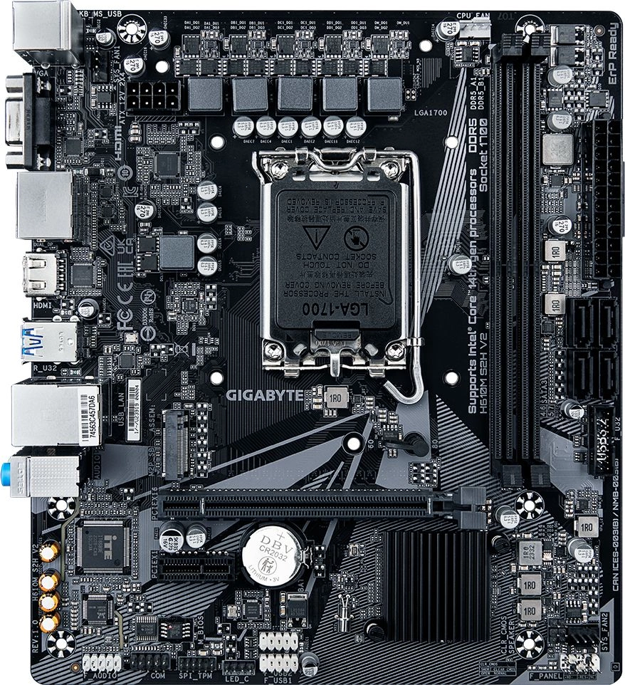 Gigabyte H610M S2H V2 Soc-1700 Intel H610 2xDDR5 mATX AC`97 8ch(7.1) GbLAN+VGA+HDMI+DP