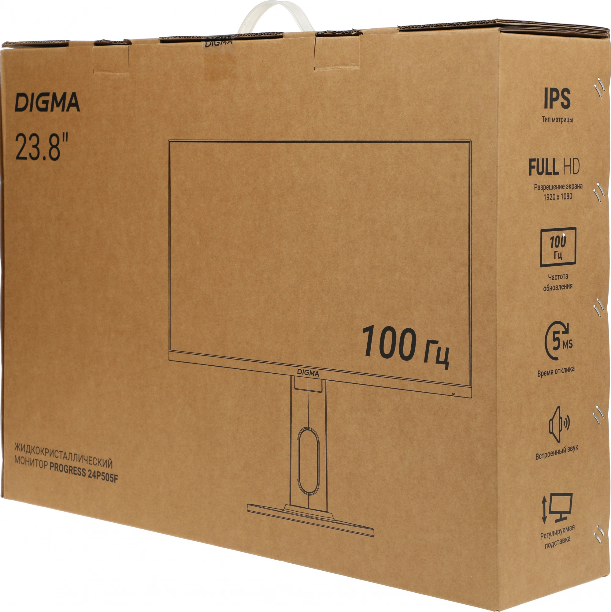 Монитор Digma 24P505F(DM24SB05)23.8/FHD/IPS/100Hz/250cd/5ms/HDMI/DP/VGA/HAS
