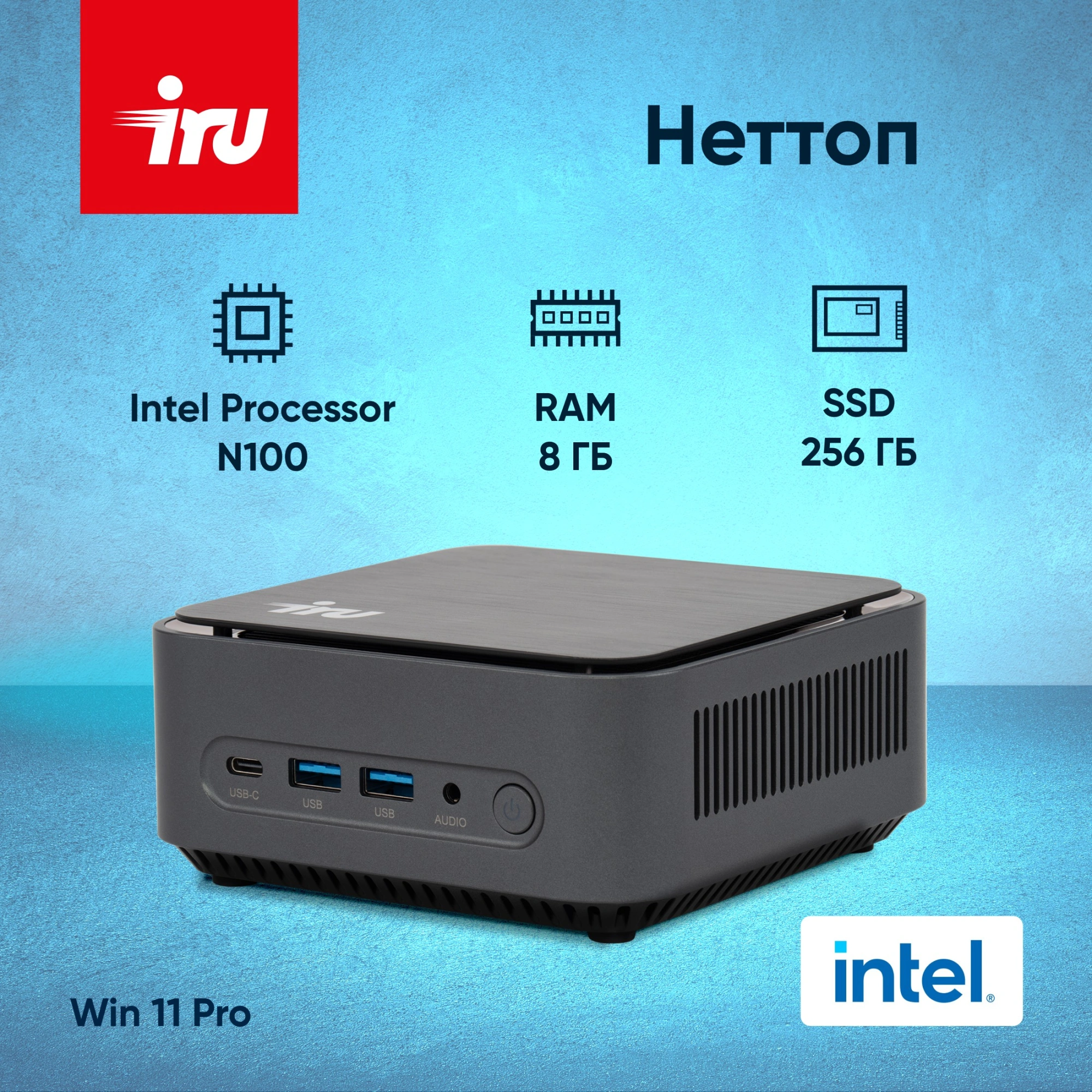 iRU 110ALCN [2012495] Black {  Intel N100/8Gb/256Gb(SSD)/Intel UHD Graphics/Win11 Pro}