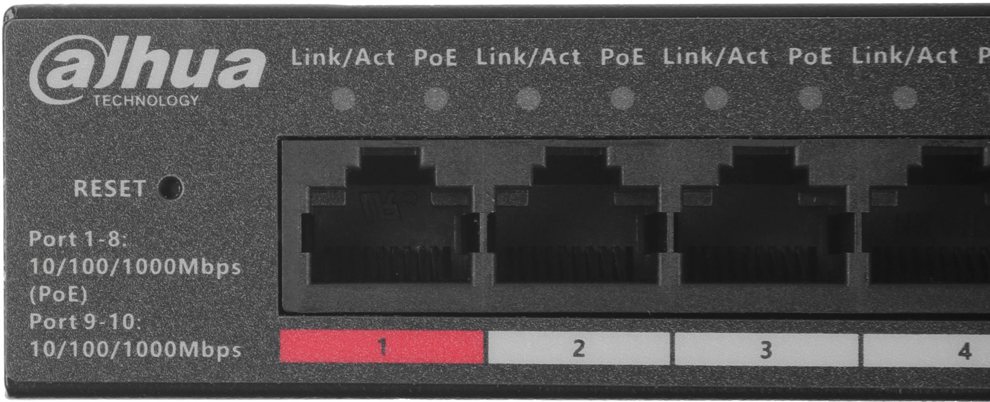 DAHUA DH-CS4010-8GT-110 8-портовый гигабитный PoE коммутатор управляемый  8 RJ45 10/100/1000Мбит/с (PoE/PoE+/Hi-PoE), 2 RJ45 10/100/1000Мбит/с (uplink) до 60Вт