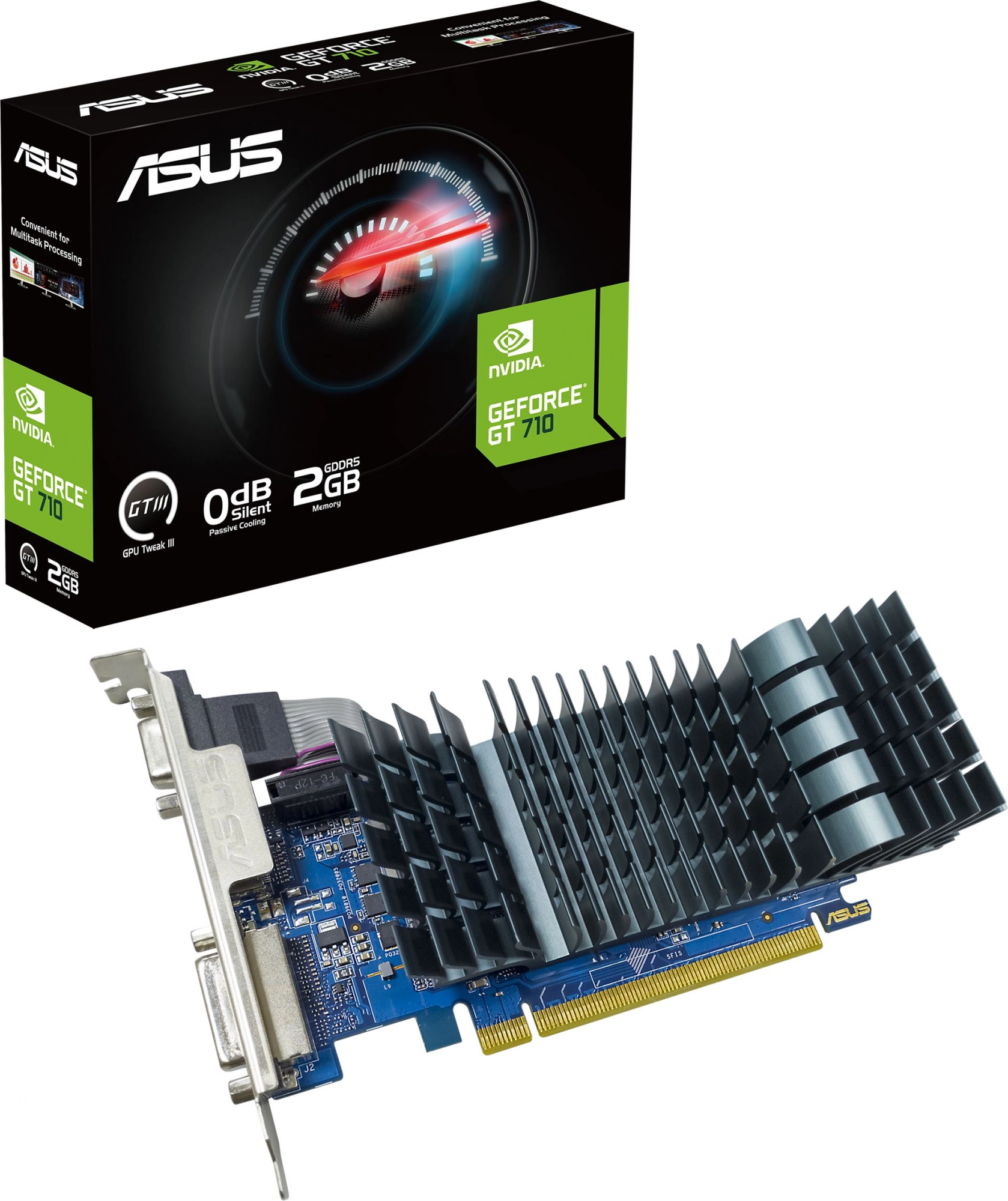 Видеокарта ASUS GeForce GT710 EVO 2GB GDDR5 64bit VGA/DVI/HDMI PASSIVE (GT710-SL-2GD5-BRK-EVO) RTL