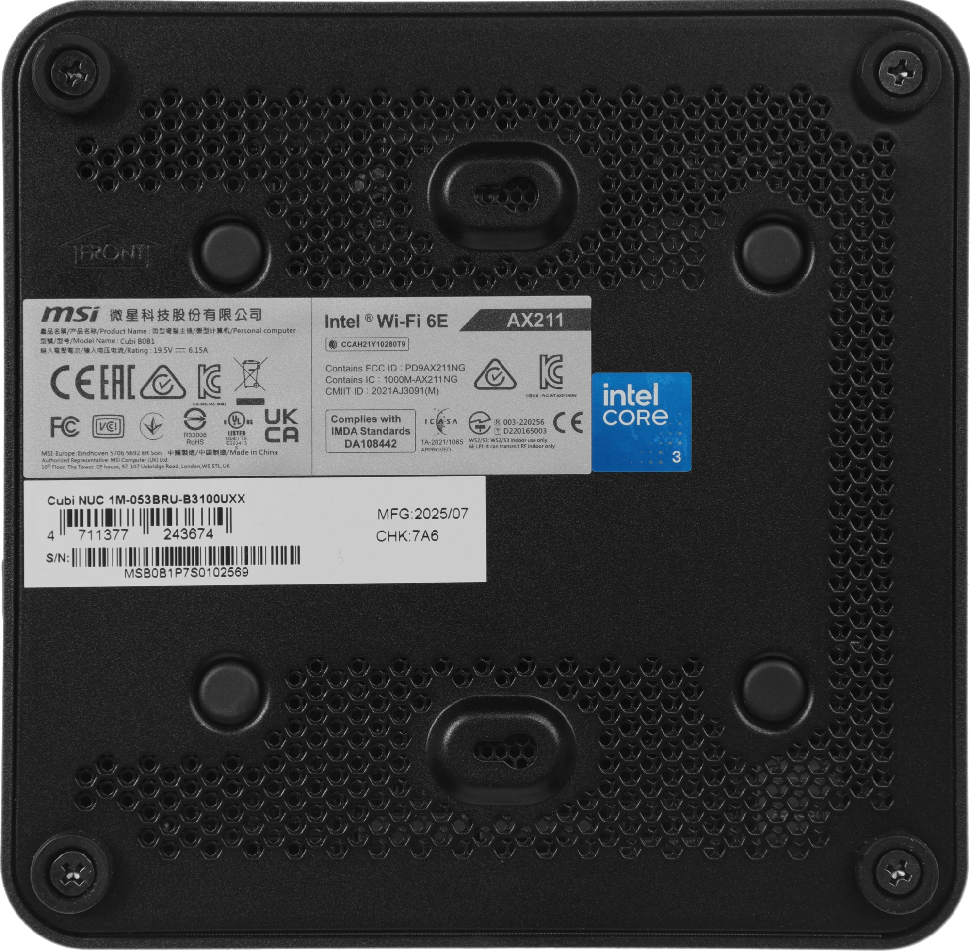 MSI Cubi NUC 1M-053BRU [936-B0B111-081] Black {Core 3 100U Graphics/noOS}
