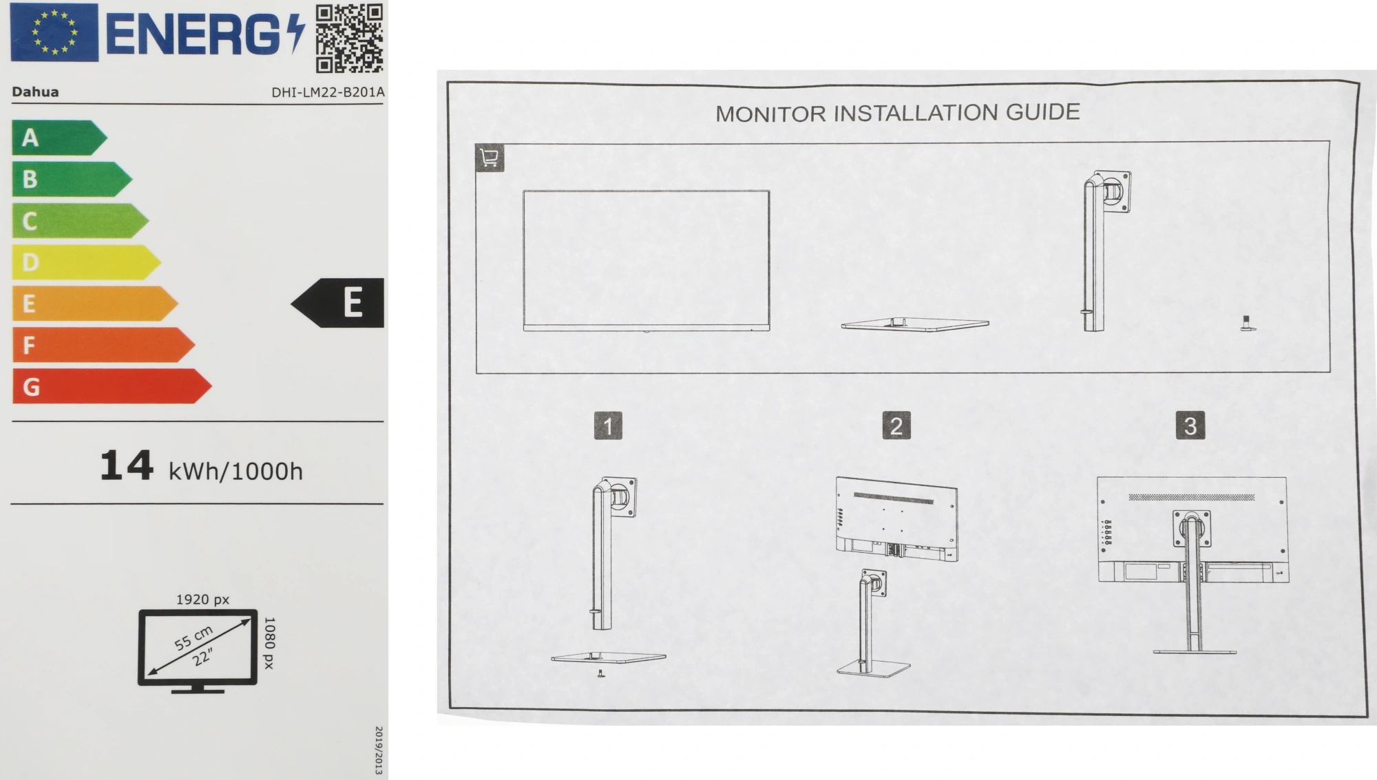 Dahua DHI-LM22-B201A 21.45"(16:9) FullHD монитор IPS. LED подсветка, 1920x1080,  250 кд/м2,  1000:1,  178°/178°,  4 мс,  100Гц, Цвет: 16.7Млн (8 бит), VESA: 75х75 мм. VGA1, HDM1, DP1