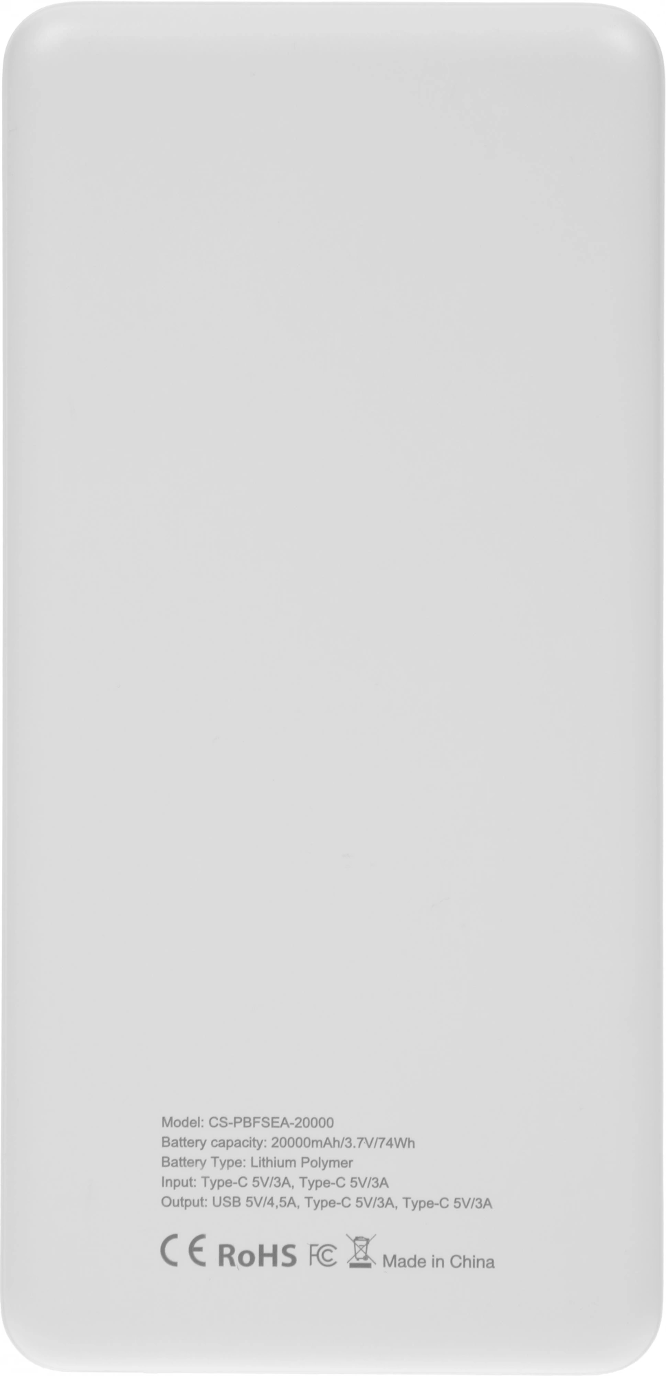 Мобильный аккумулятор Cactus CS-PBFSEA-20000 20000mAh 4.5A USB-A/2xUSB-C белый Мобильный аккумулятор Cactus CS-PBFSEA-20000 20000mAh 4.5A USB-A/2xUSB-C белый