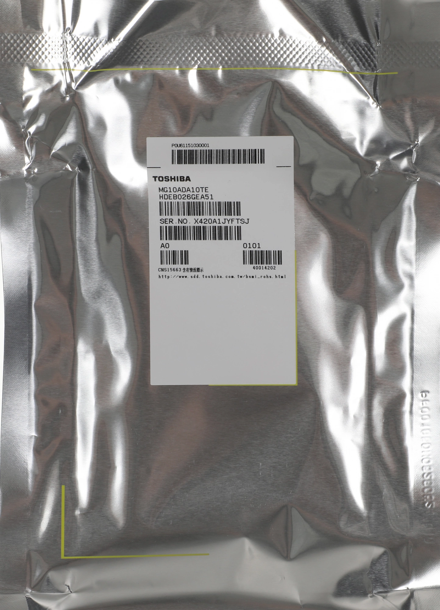 10TB Toshiba 3.5" 10TB  MG10ADA10TE  MG Series SATA 6Gb/s, 7200rpm, 512MB, 4Kn/512e, CMR, Bulk