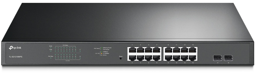 TP-Link TL-SG1218MPE Коммутатор Easy Smart с 18 гигабитными портами (16 портов PoE+) и 2 комбинированными портами RJ45/SFP