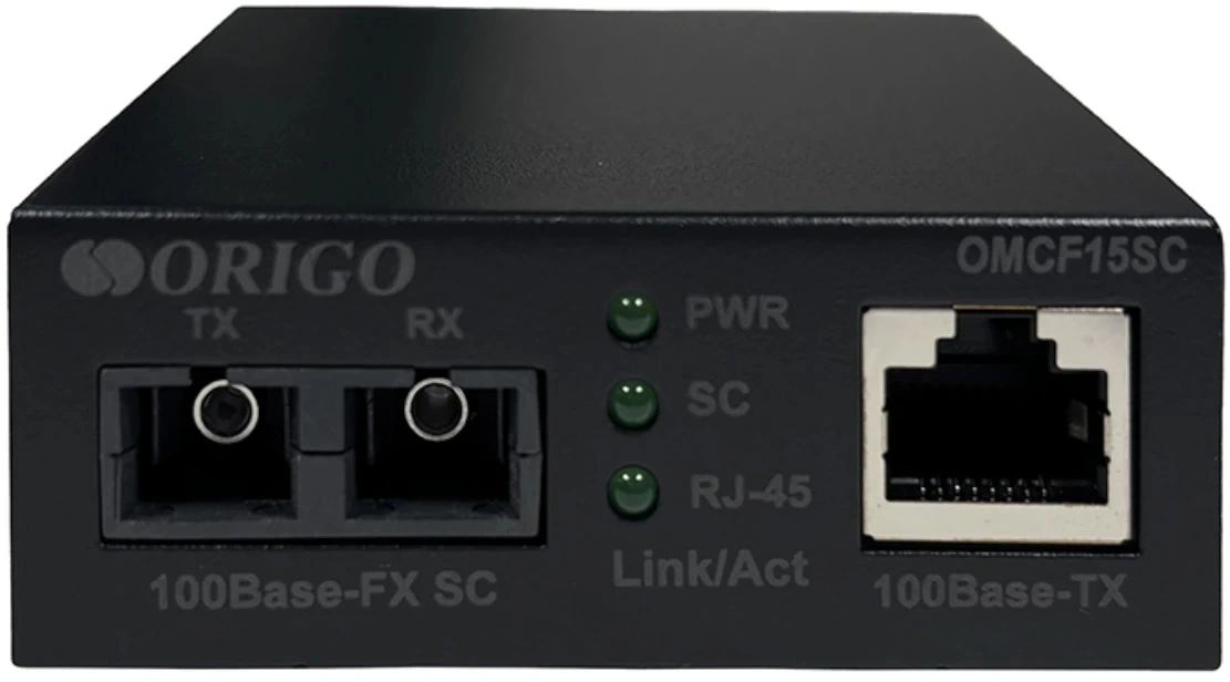 ORIGO OMCF15SC/A1A Медиаконвертер 100Base-TX / 100Base-FX (SC), 1310 нм, одномод, до 15 км