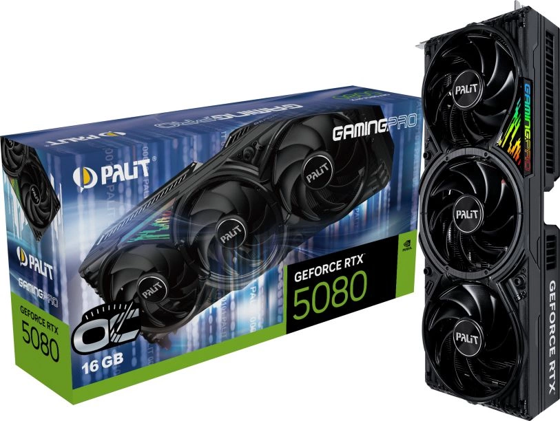 Видеокарта Palit RTX5080 GAMINGPRO OC 16GB GDDR7 256bit 3xDP HDMI 3FAN RTL NE75080S19T2-GB2031A