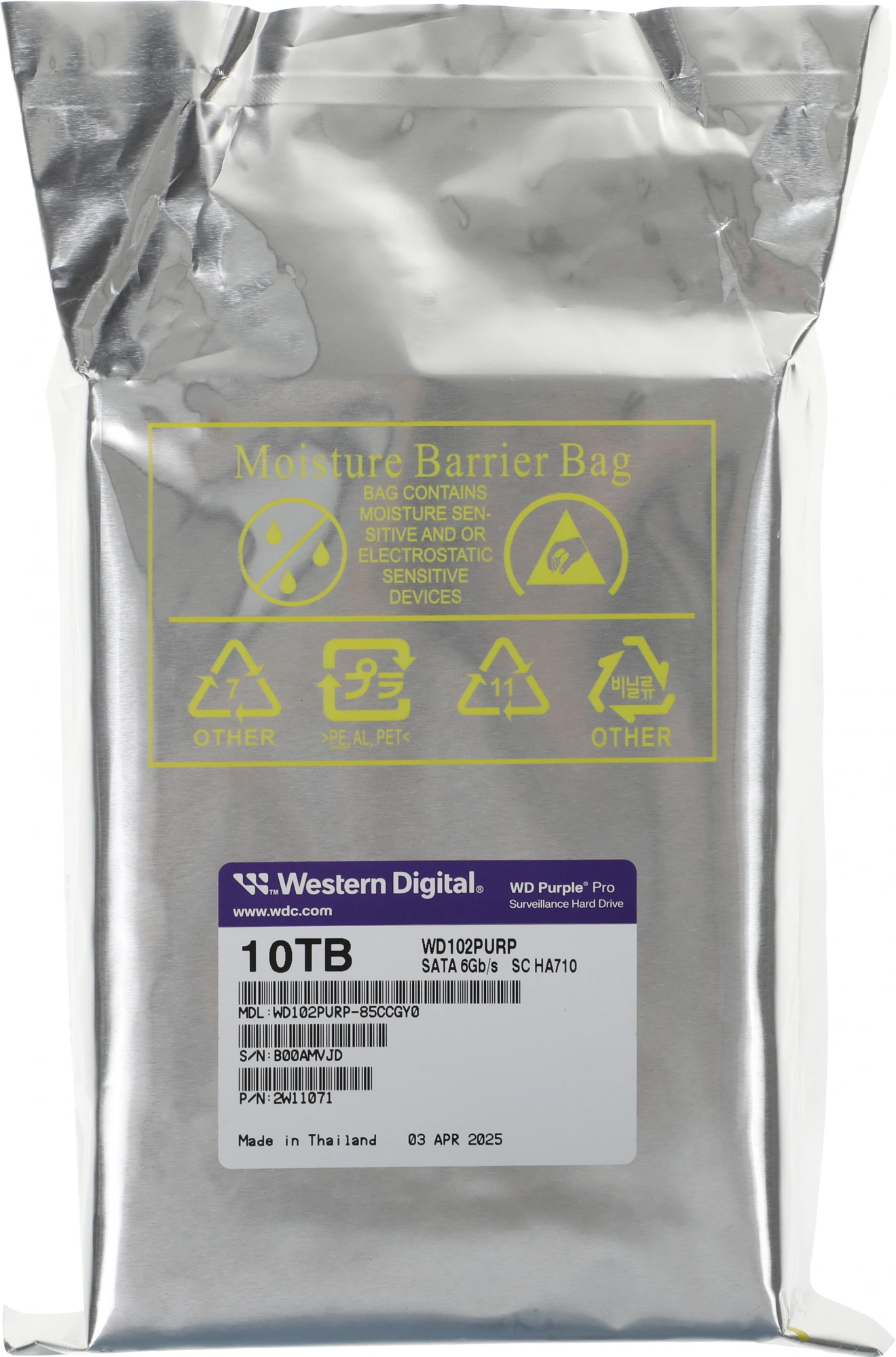 10TB WD Purple Pro (WD102PURP) {Serial ATA III, 7200- rpm, 512Mb, 3.5"}