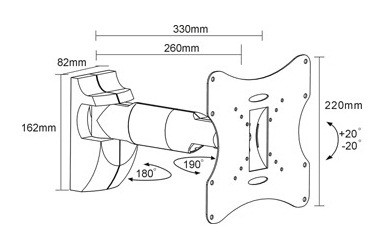 Arm Media LCD-202 черный 15&quot;-43&quot; макс.20кг настенный поворот и наклон