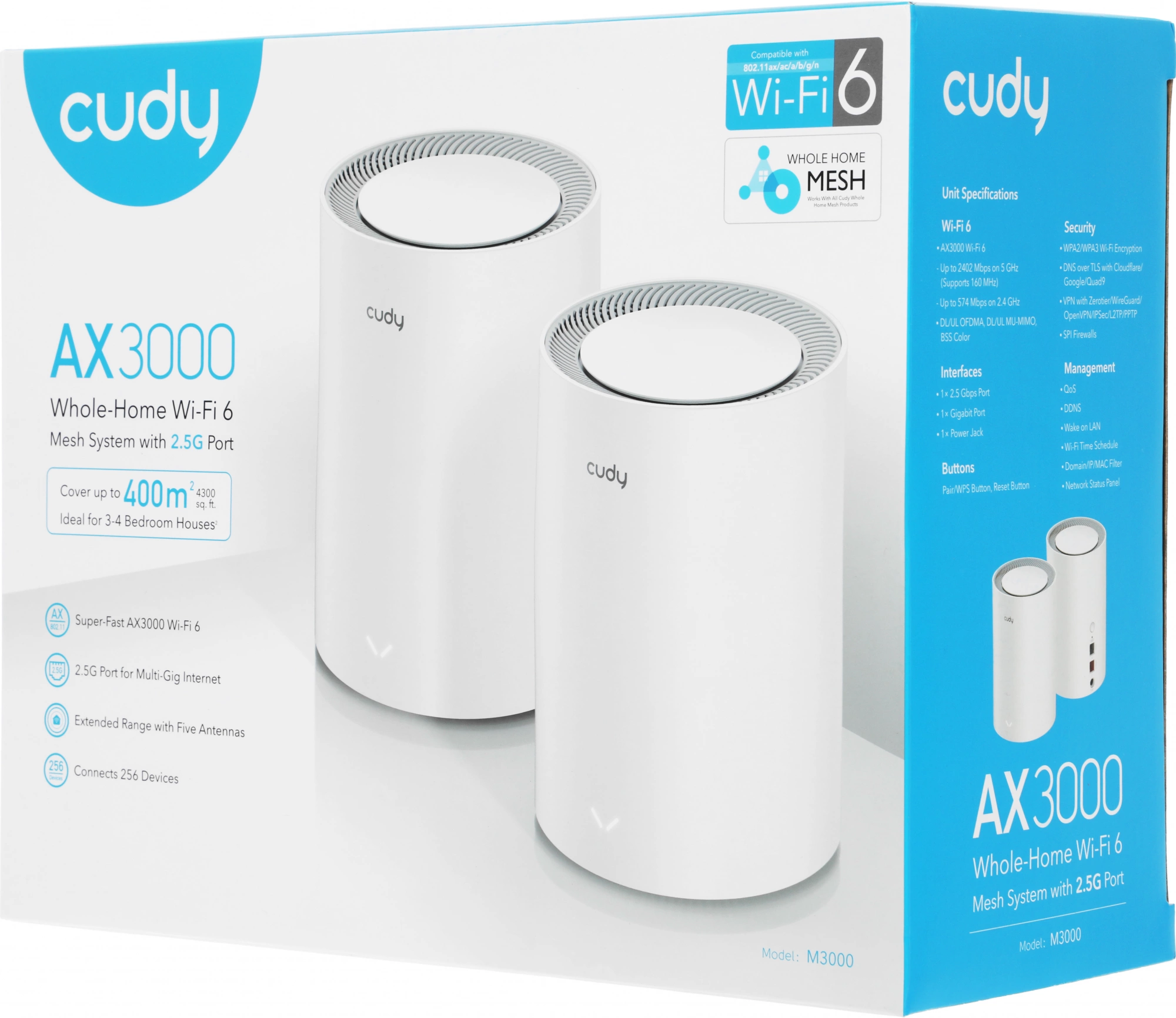 CUDY M3000(2-PACK) WHITE