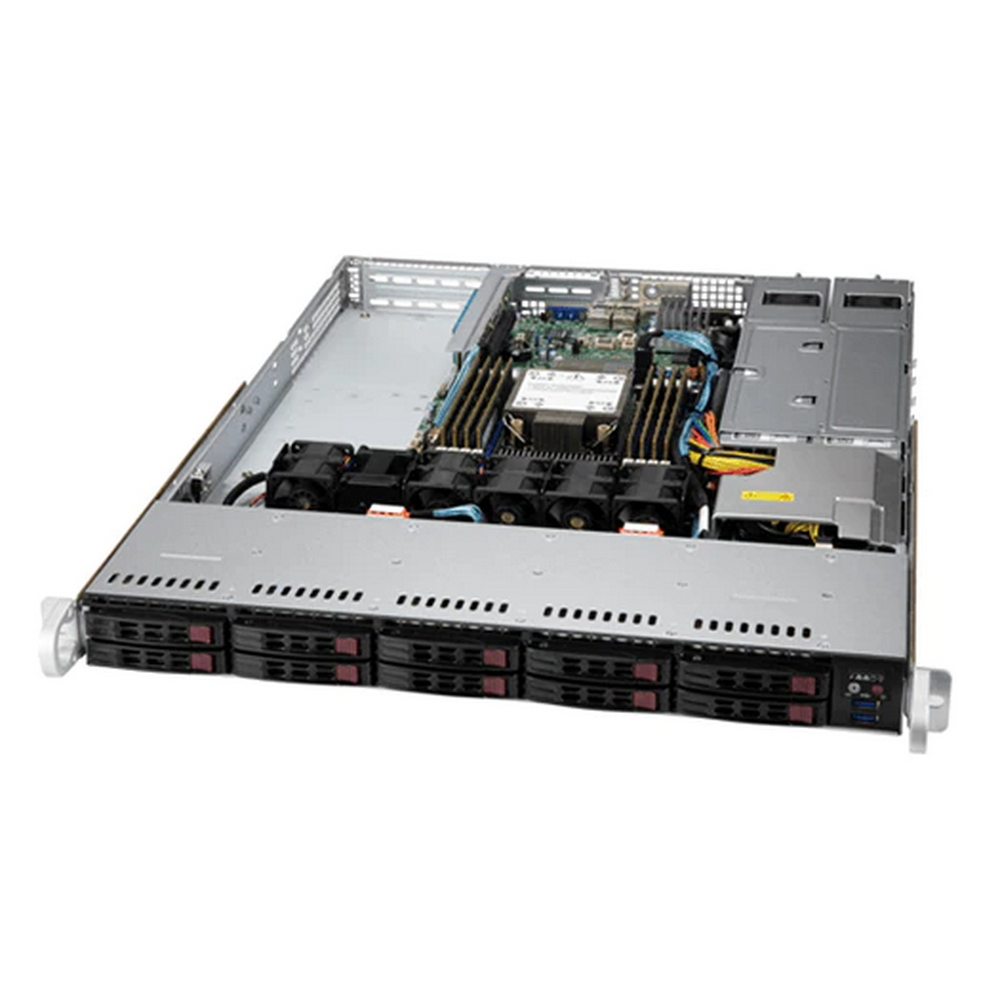 Supermicro SYS-110P-WTR 1U, LGA-4189, TDP 270W, Intel C621A, 8xDDR4, 10x2.5&quot; Hot-swap (4x 2.5&quot; NVMe hybrid), SATA3 (6Gbps), 2xPCI-E 4.0 x16 FHFL, 1 PCI-E 4.0 x16 LP, 2xRJ45 10GBase-T, 1xRJ45 IPMI,