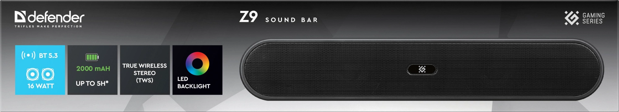 Defender Саундбар Z9 16Вт, BT/LIGHT/FM/USB/TF/AUX [65229]