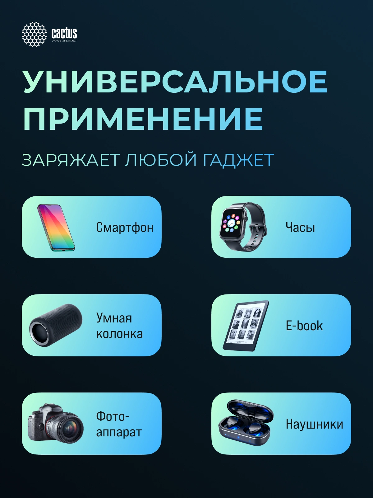 Мобильный аккумулятор Cactus CS-PBFSOA-10000 10000mAh 22.5W 4.5A USB-A/USB-C черный Мобильный аккумулятор Cactus CS-PBFSOA-10000 10000mAh 22.5W 4.5A USB-A/USB-C черный