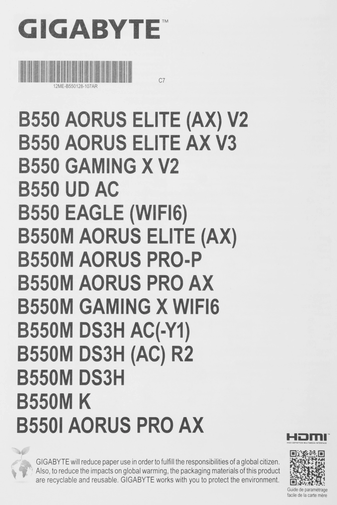Материнская плата Gigabyte B550M DS3H AC R2 Soc-AM4 AMD B550 4xDDR4 mATX AC`97 8ch(7.1) GbLAN RAID+HDMI+DP Материнская плата Gigabyte B550M DS3H AC R2 Soc-AM4 AMD B550 4xDDR4 mATX AC`97 8ch(7.1) GbLAN RAID+HDMI+DP