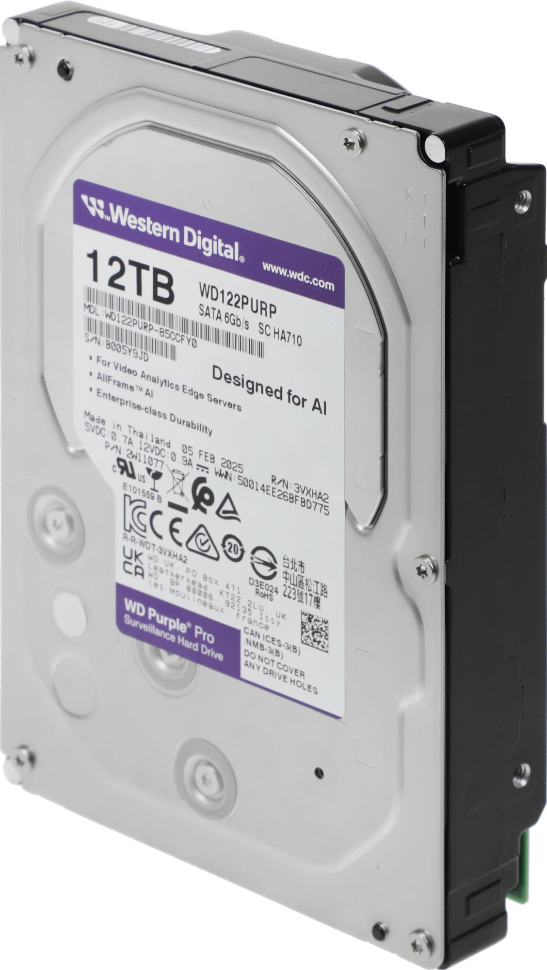 12TB WD Purple Pro (WD122PURP) {Serial ATA III, 7200- rpm, 256Mb, 3.5"}