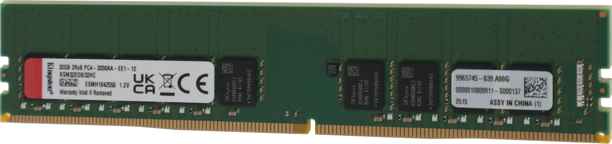 Kingston 32GB 3200MT/s DDR4 ECC CL22 DIMM 2Rx8 Hynix C KSM32ED8/32HC