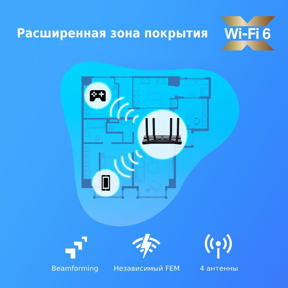 TP-Link Archer AX20 AX1800 Двухдиапазонный Wi-Fi 6 роутер TP-Link Archer AX20 AX1800 Двухдиапазонный Wi-Fi 6 роутер