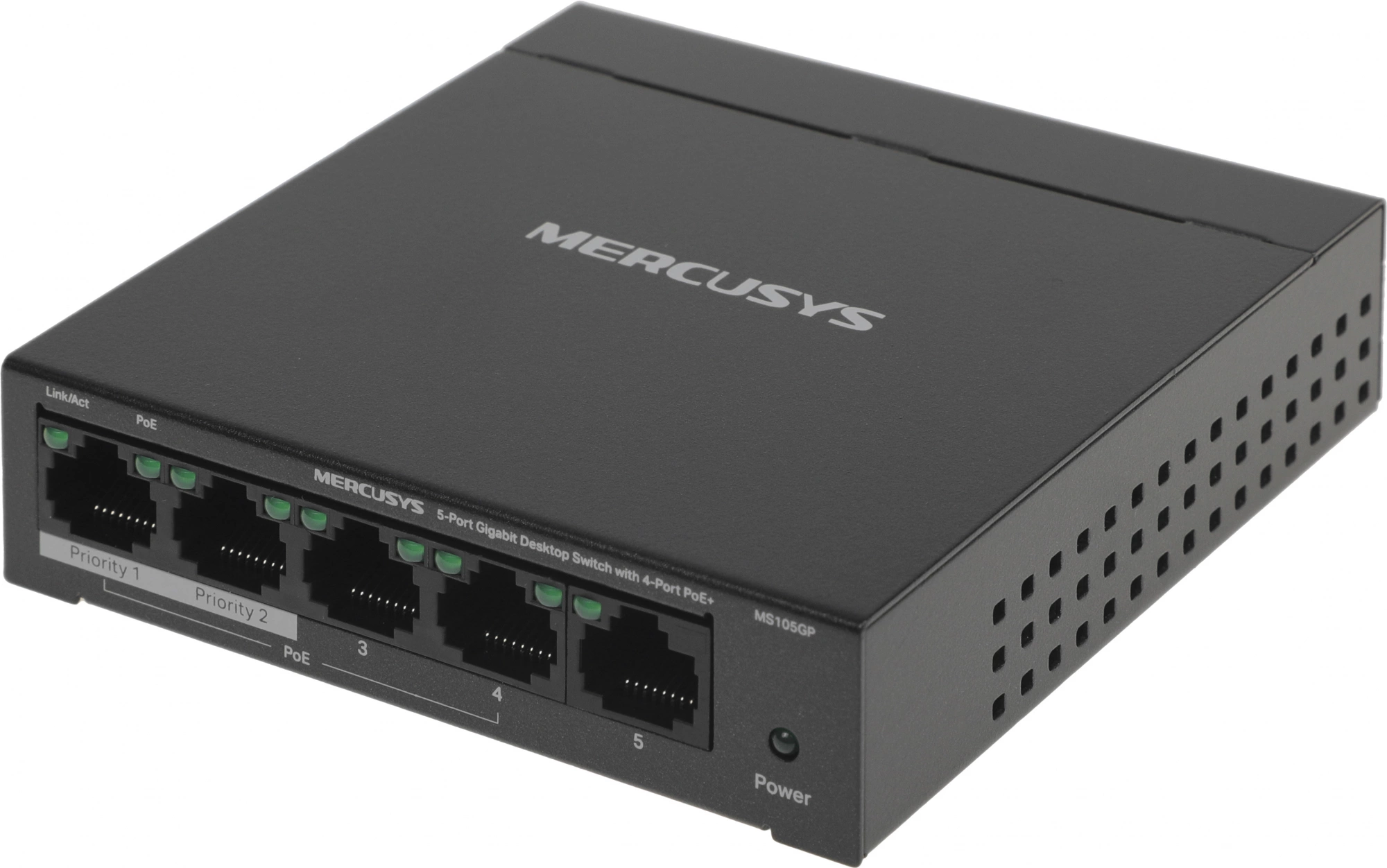 Mercusys MS105GP Настольный коммутатор с 5 гигабитными портами (4 порта PoE+)