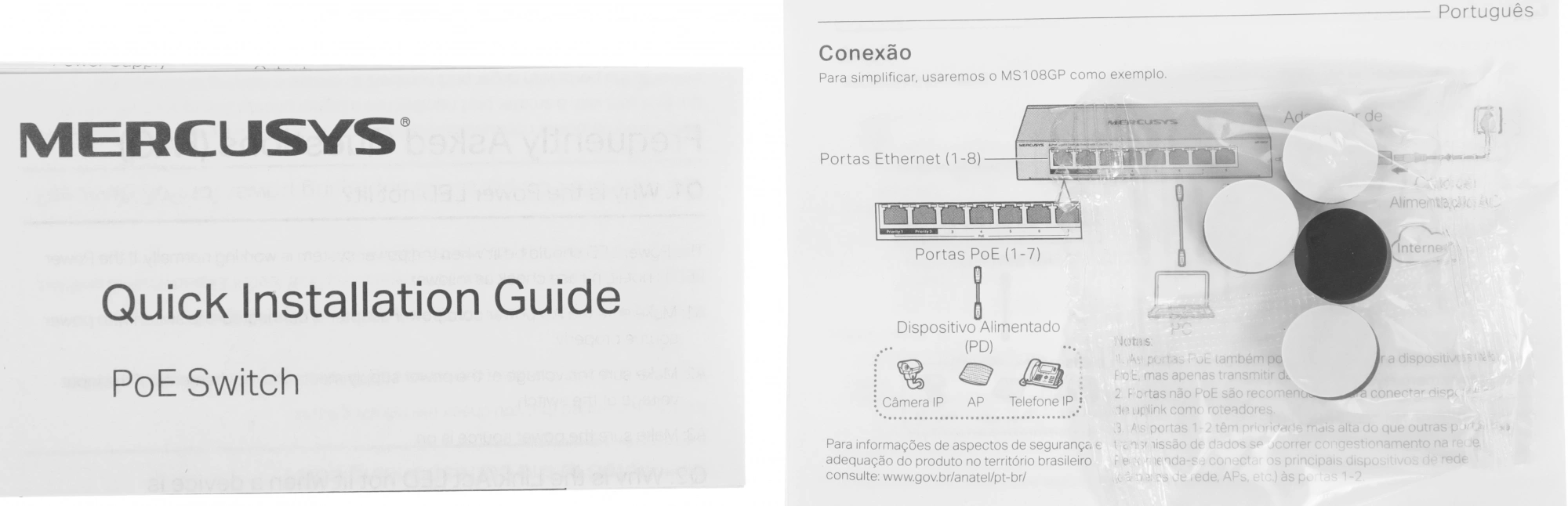 Mercusys MS105GP Настольный коммутатор с 5 гигабитными портами (4 порта PoE+)