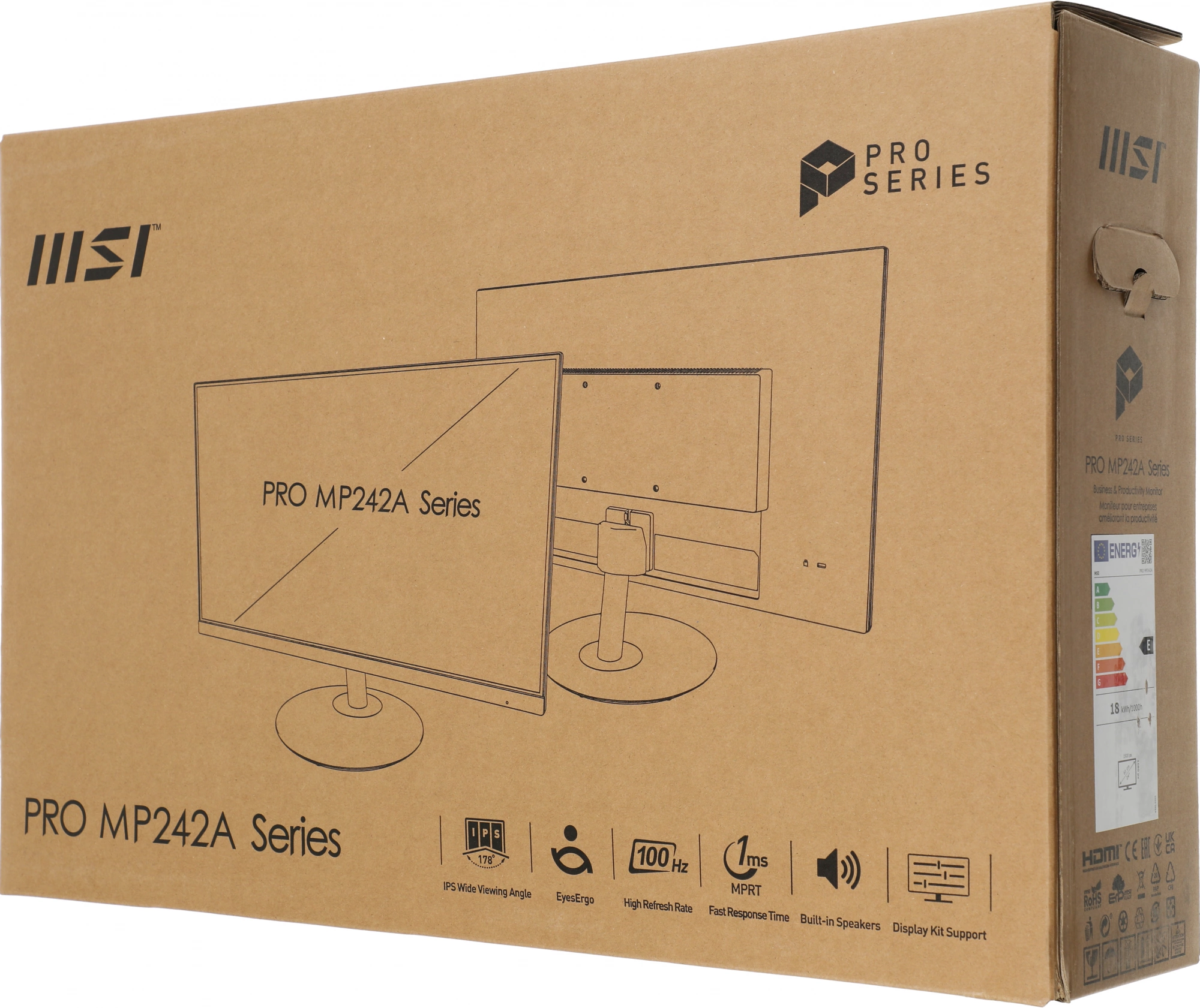 MSI PRO 23.8&quot; MP242A {IPS flat 1920x1080 100Hz 1ms 300cd D-Sub HDMI DisplayPort 2x2W} [9S6-3PA1CT-205]