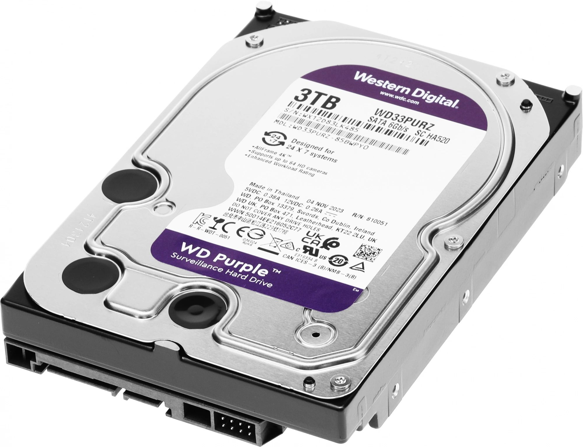 3TB WD Purple (WD33PURZ) {Serial ATA III, 5400- rpm, 256Mb, 3.5"}
