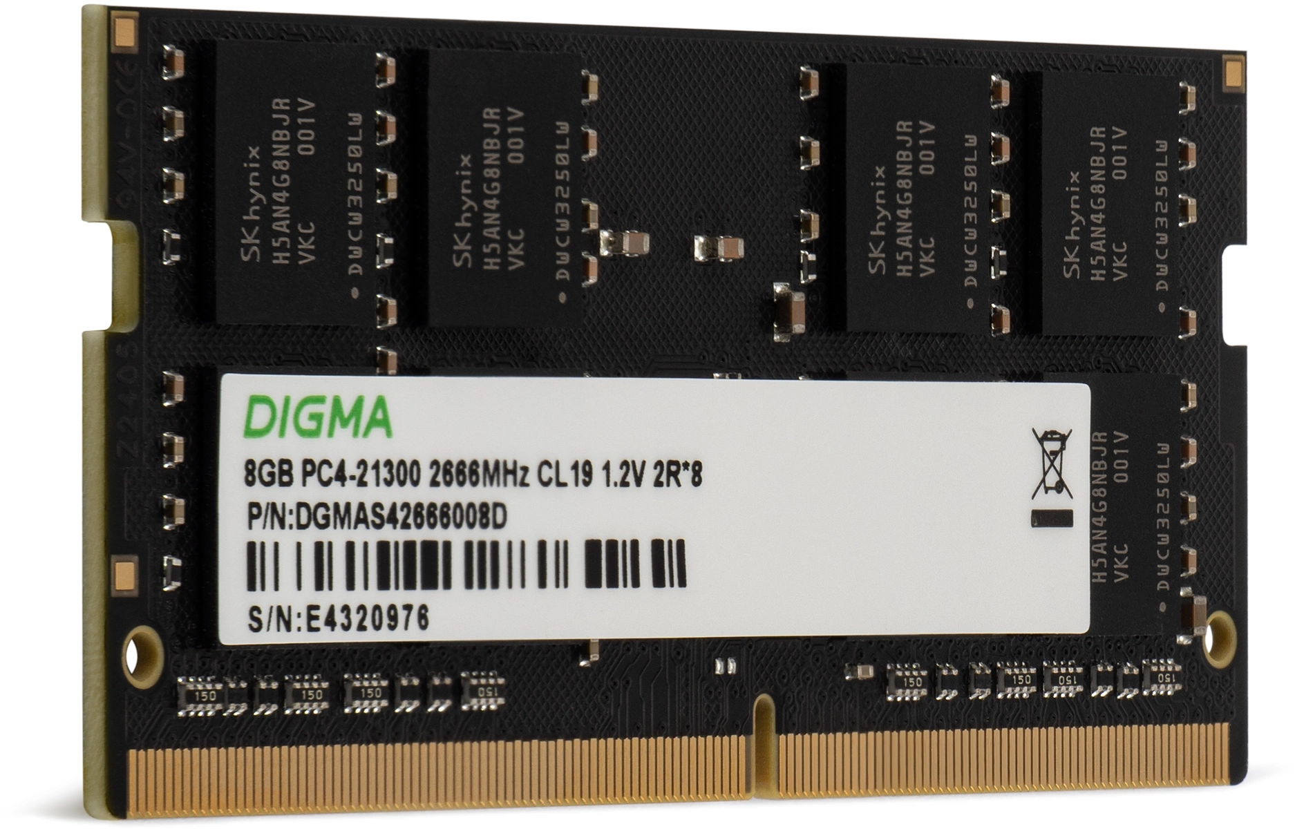 Digma DDR4 SODIMM 8GB DGMAS42666008D PC4-21300, 2666MHz