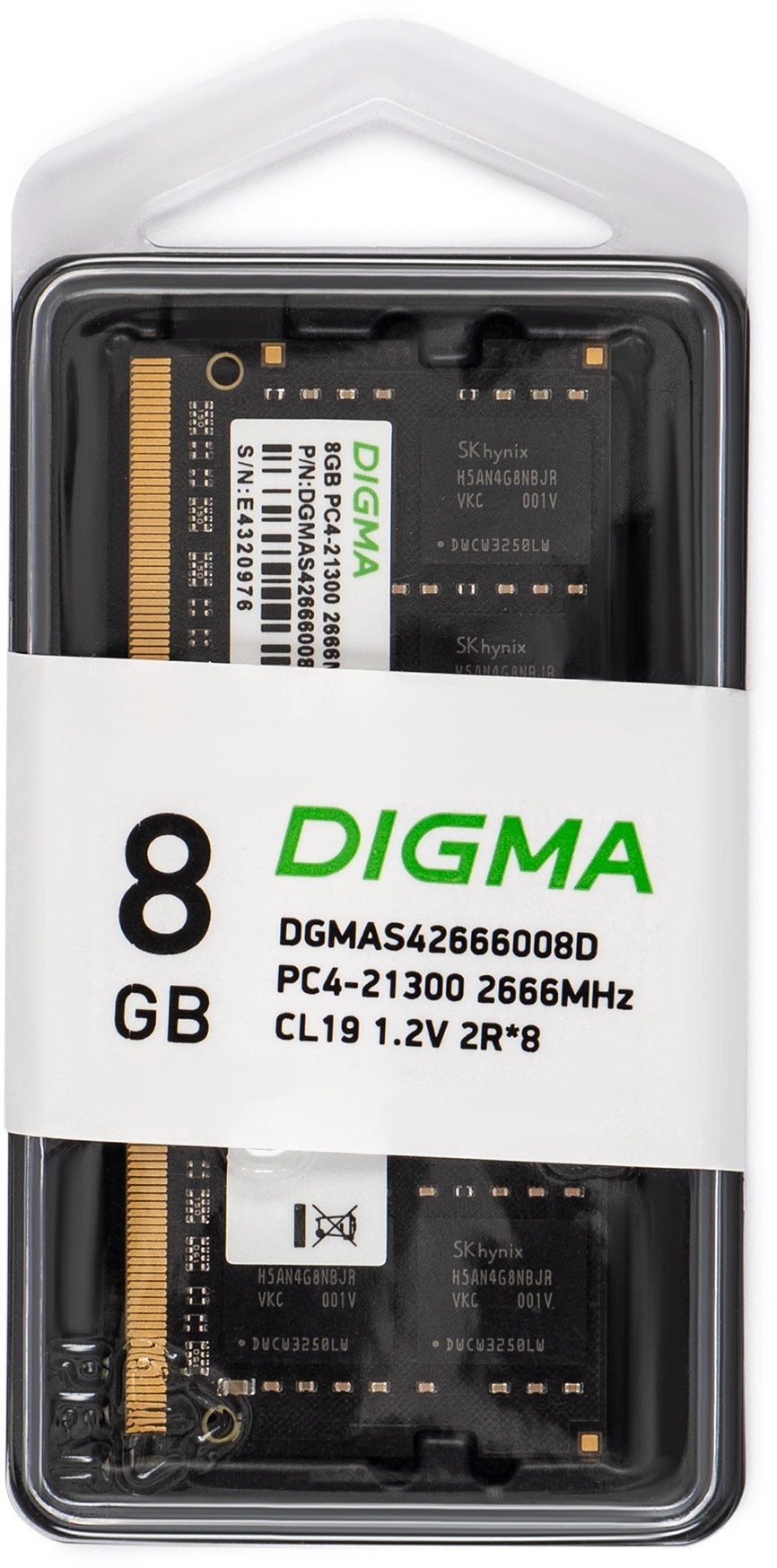 Digma DDR4 SODIMM 8GB DGMAS42666008D PC4-21300, 2666MHz