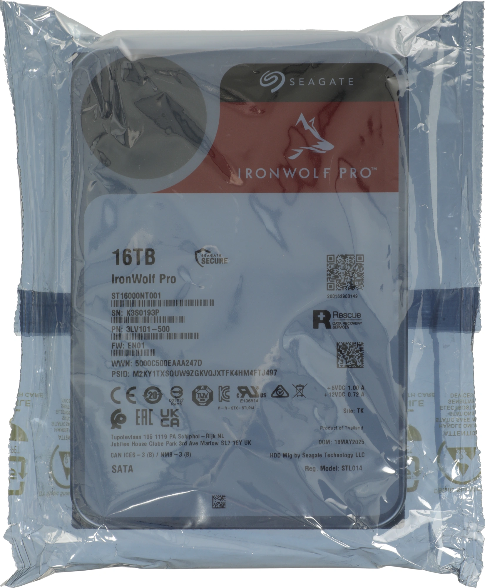 16TB Seagate Ironwolf Pro (ST16000NT001) {SATA 6 Гбит/с, 7200 rpm, 256mb buffer, для NAS}