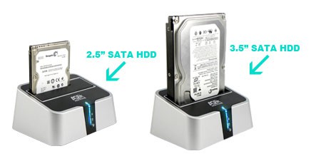 AgeStar 3UBT2 USB 3.0 Докстанция 2x2.5&quot;/3.5&quot; SATA HDD/SSD USB3.0, серебристо-черная (581225)