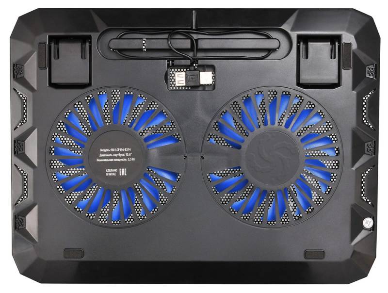 BURO Подставка для ноутбука 15.6&quot;358x270x21mm 1xUSB 2x 140mmFAN 597г металлическая сетка/пластик черный (BU-LCP156-B214)