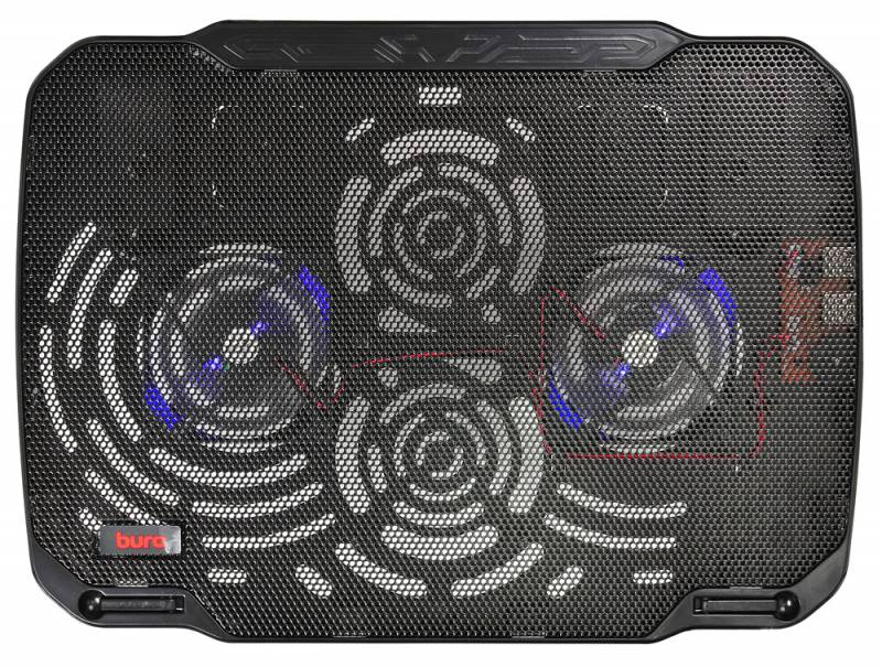 BURO Подставка для ноутбука 15.6&quot;355x260x21mm 2xUSB 2x 80mmFAN 560г металлическая сетка/пластик черный (BU-LCP156-B208)