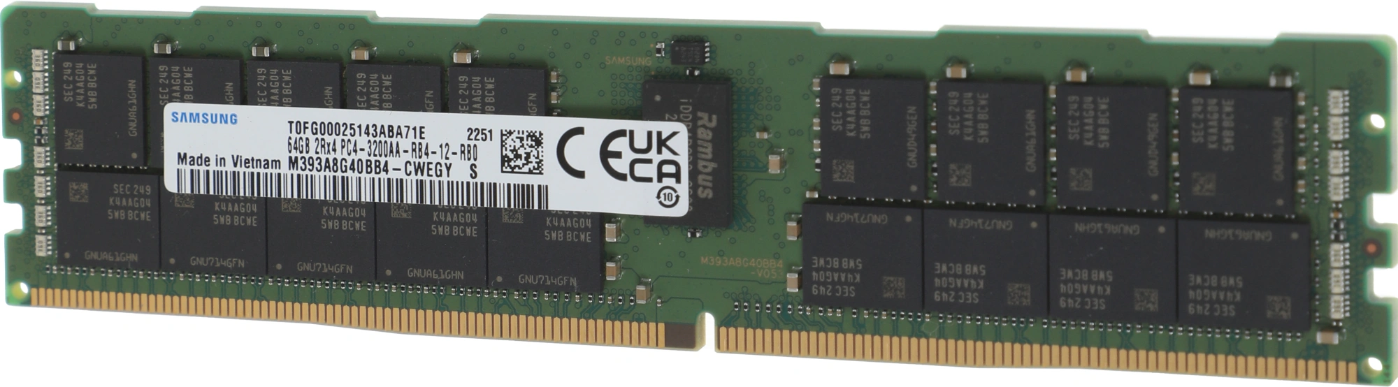 DDR4 64GB Samsung RDIMM 3200MHz, CL22, 1.2V, Dual Rank, ECC Reg  M393A8G40BB4-CWE