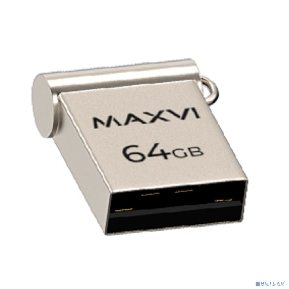 Maxvi USB Drive 64GB MM metallic silver, мини, металл, USB 2.0 Maxvi USB Drive 64GB MM metallic silver, мини, металл, USB 2.0