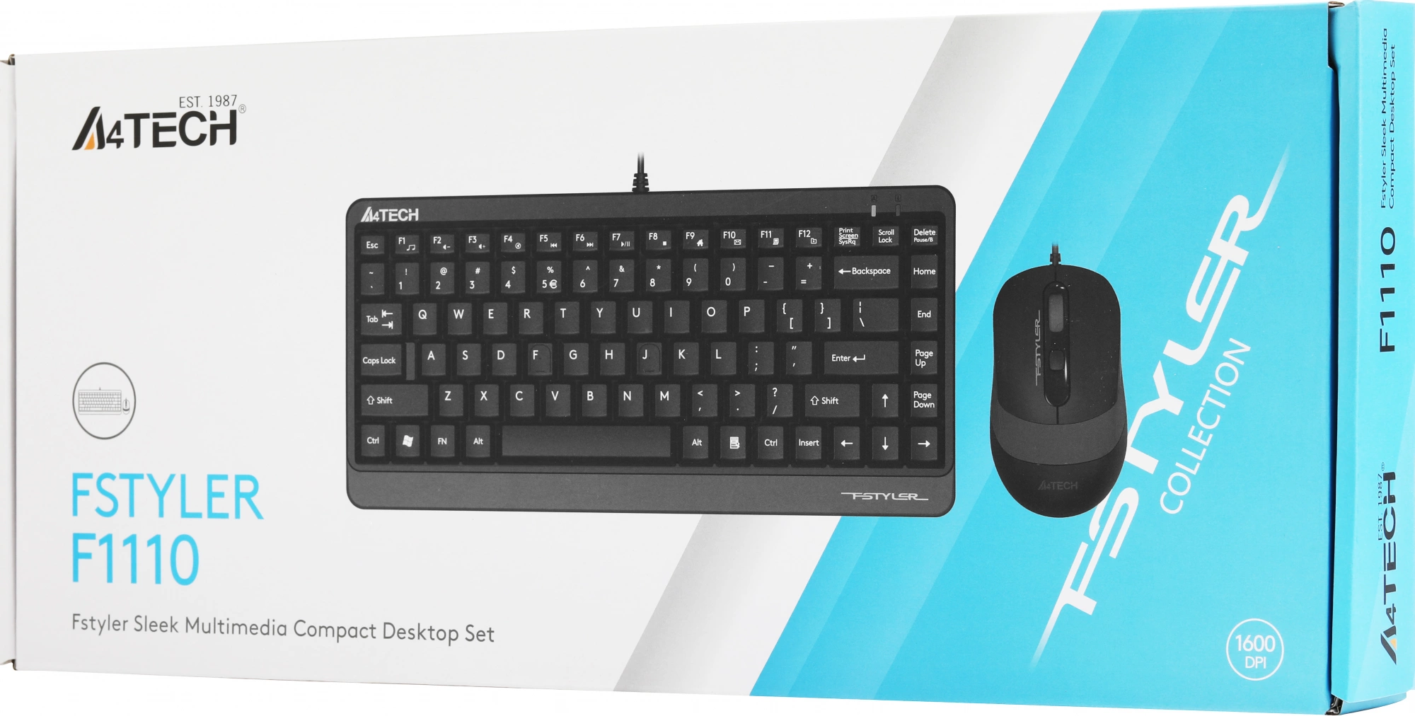 Комплект кл-ра+мышь проводн. A4Tech Fstyler F1110 black/grey USB Multimedia (F1110 GREY)