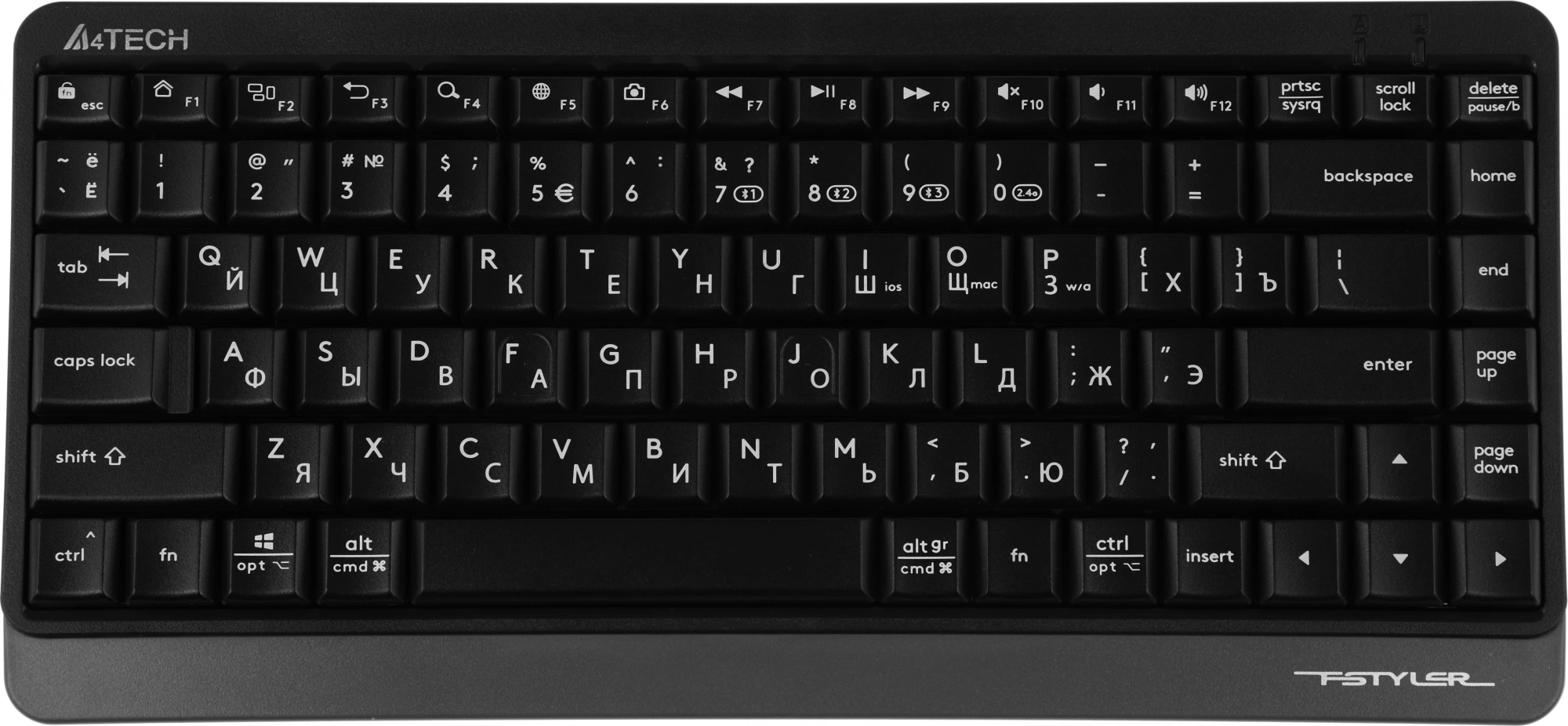 Клавиатура A4Tech Fstyler FBK11 черный/серый USB беспроводная BT/Radio slim [1595334]
