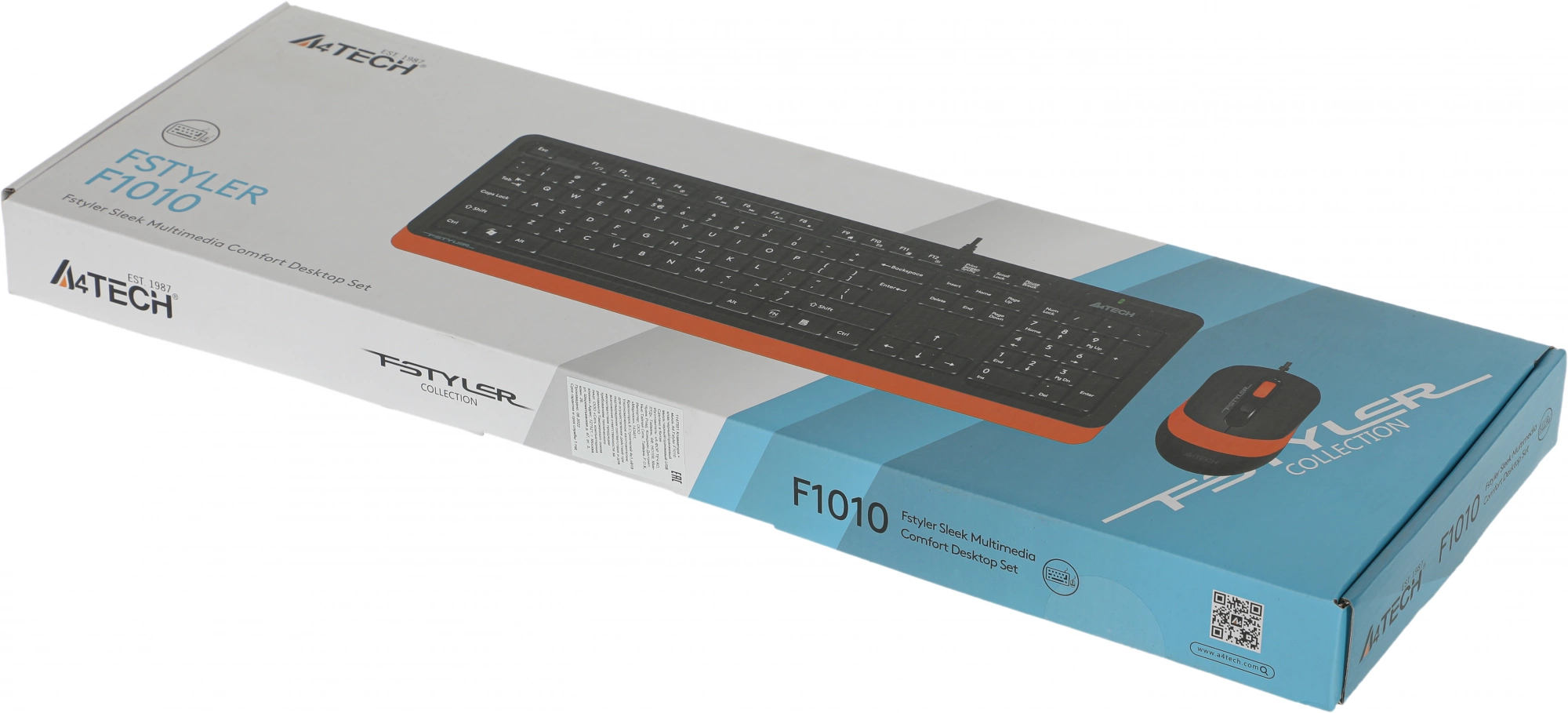 *** см 1709136 Клавиатура + мышь A4Tech Fstyler F1010 клав:черный/оранжевый мышь:черный/оранжевый USB Multimedia