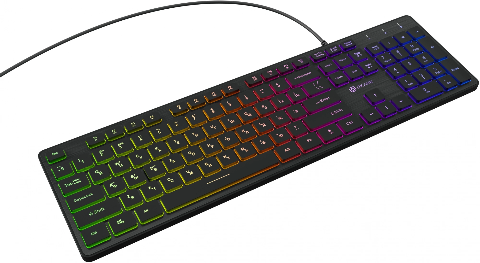 Клавиатура Oklick 550ML черный USB slim Multimedia LED [1061617]
