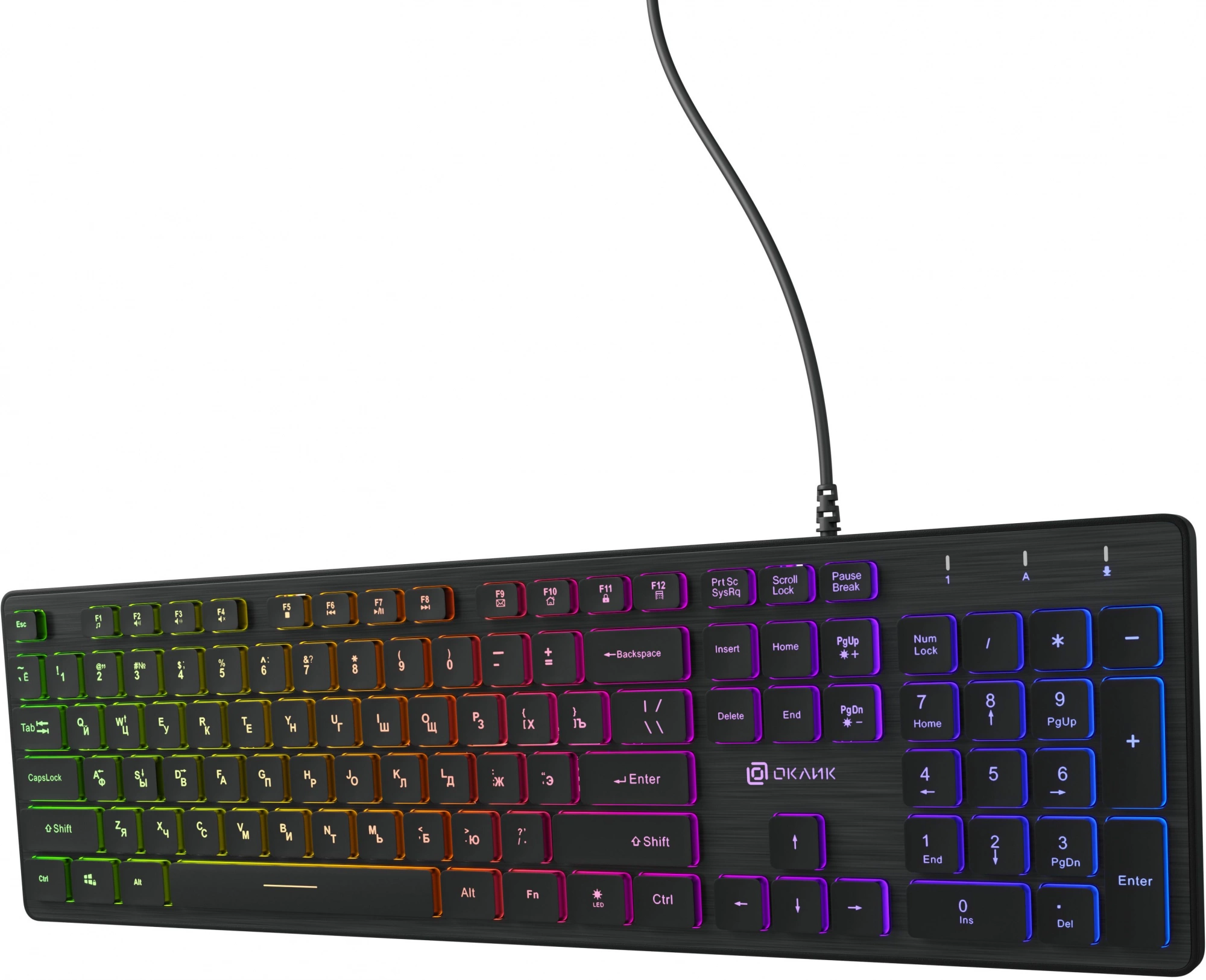 Клавиатура Oklick 550ML черный USB slim Multimedia LED [1061617]