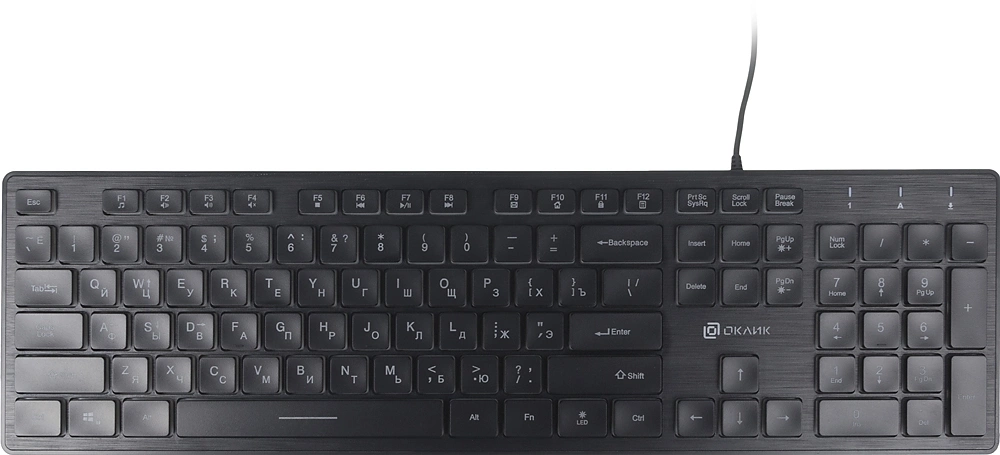 Клавиатура Oklick 550ML черный USB slim Multimedia LED [1061617]