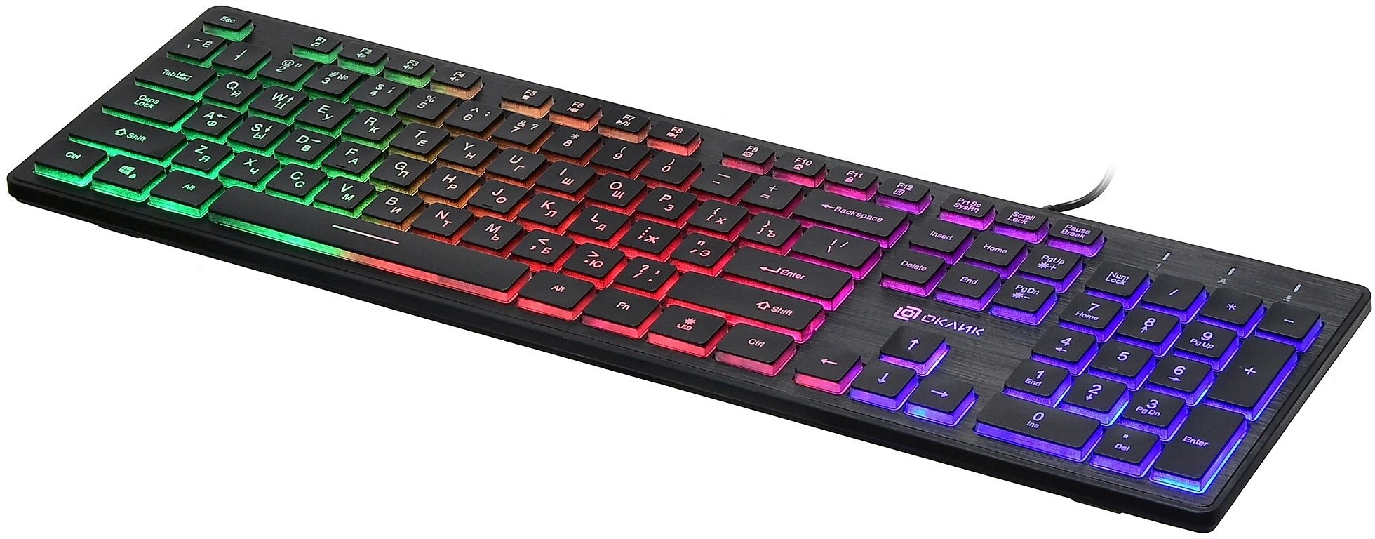 Клавиатура Oklick 550ML черный USB slim Multimedia LED [1061617]