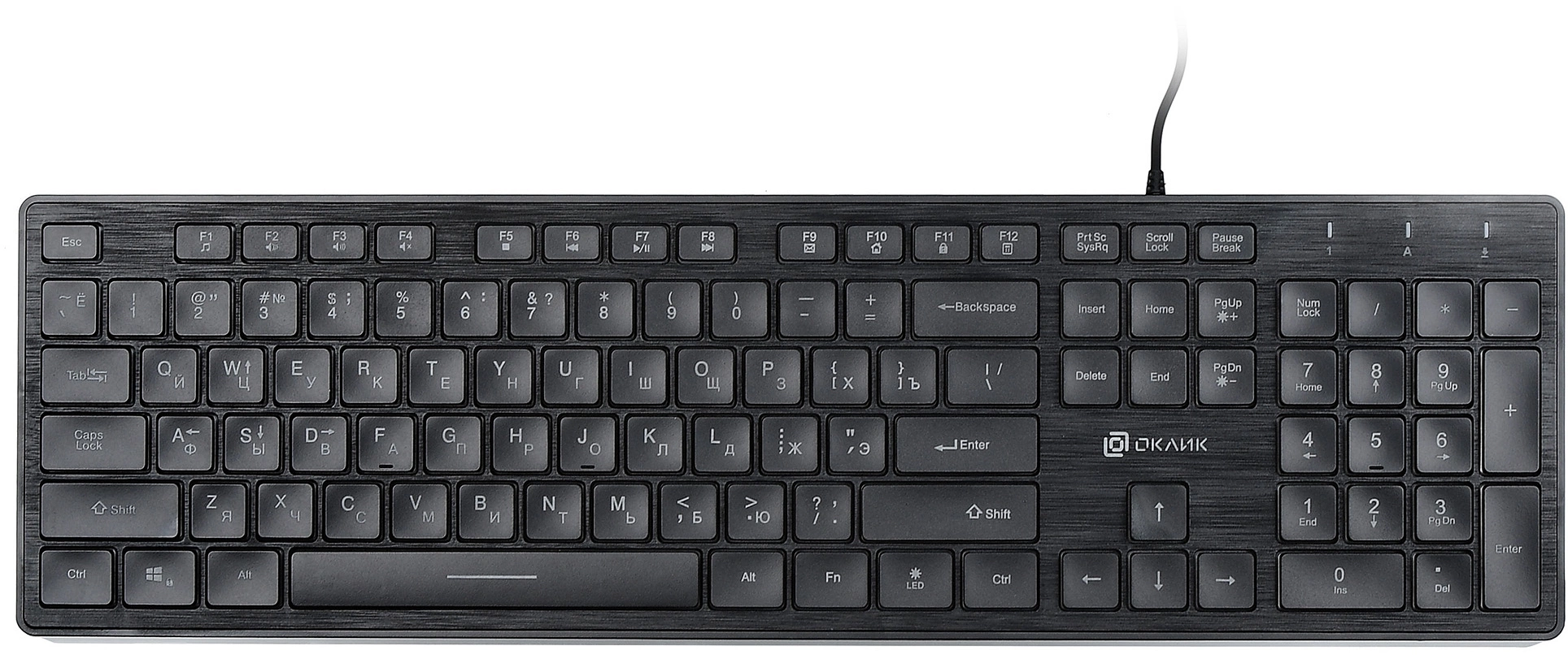 Клавиатура Oklick 550ML черный USB slim Multimedia LED [1061617]